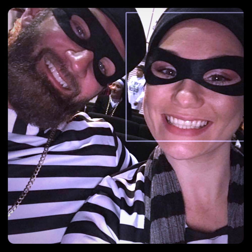 2 adult Jailbird Halloween Costumes
